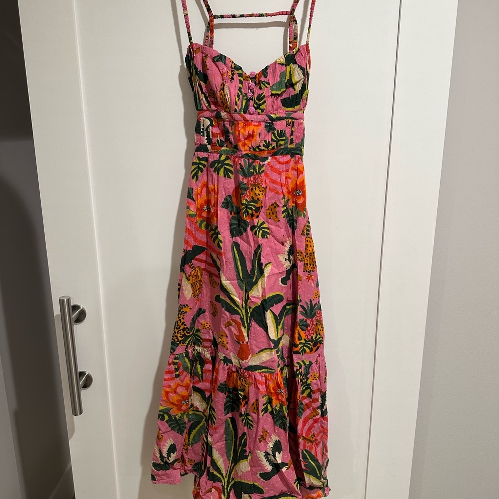 Farm Rio Medium Floral Pink Maxi Dress